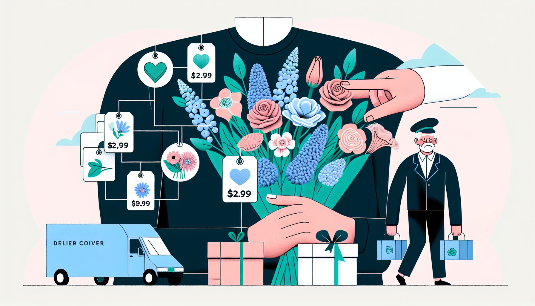 На чем в целом строится цена букета