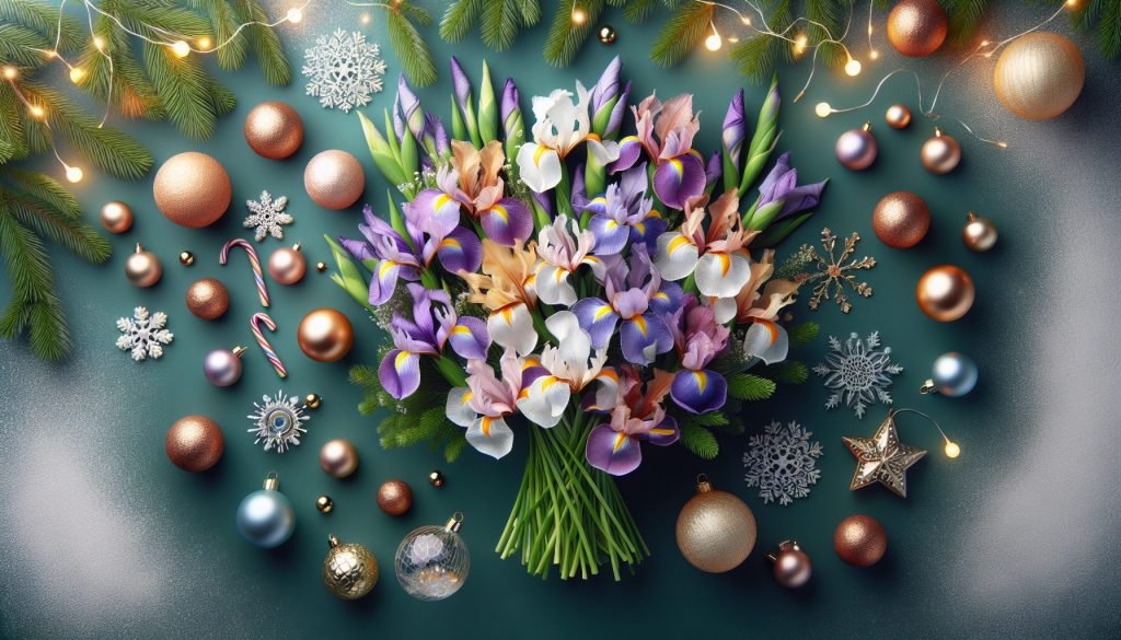 Стильные букеты из ирисы к Рождеству: примеры и тренды