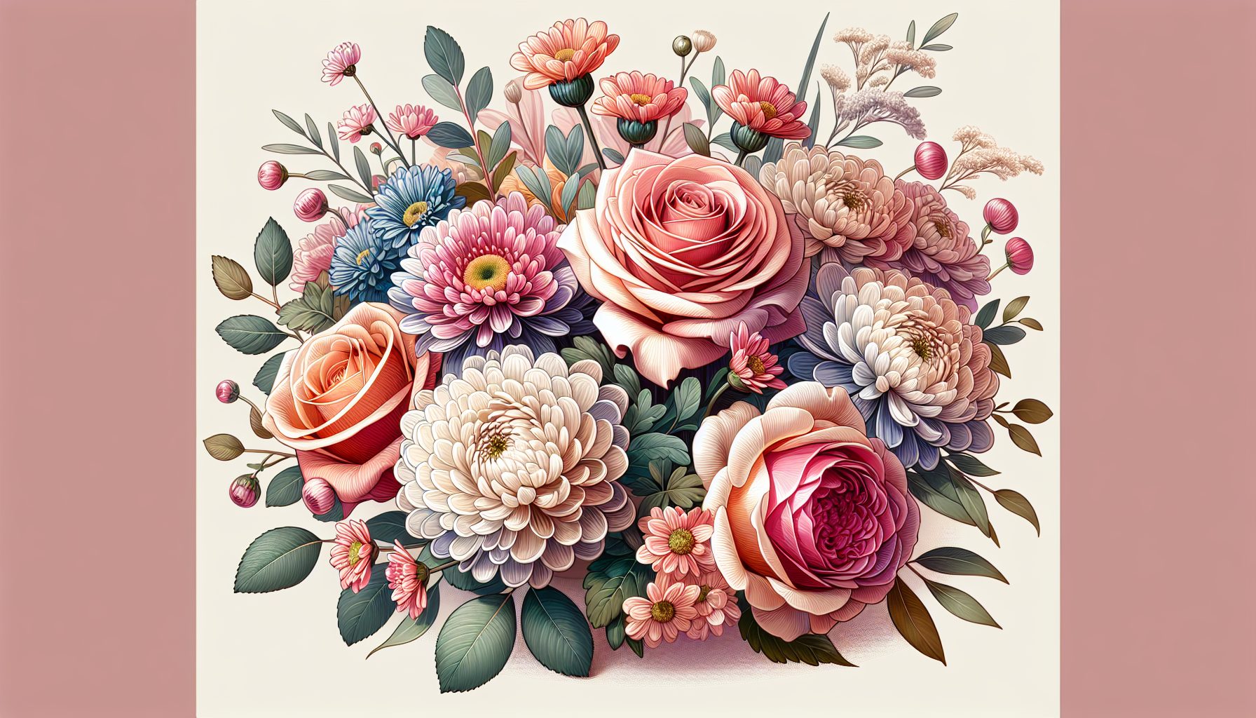 1. Классика с характером: розы и хризантемы