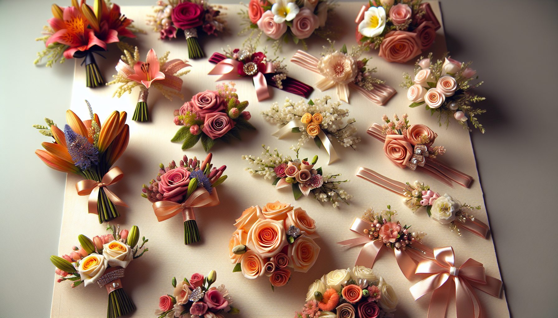 Мини-букеты и цветы на запястье