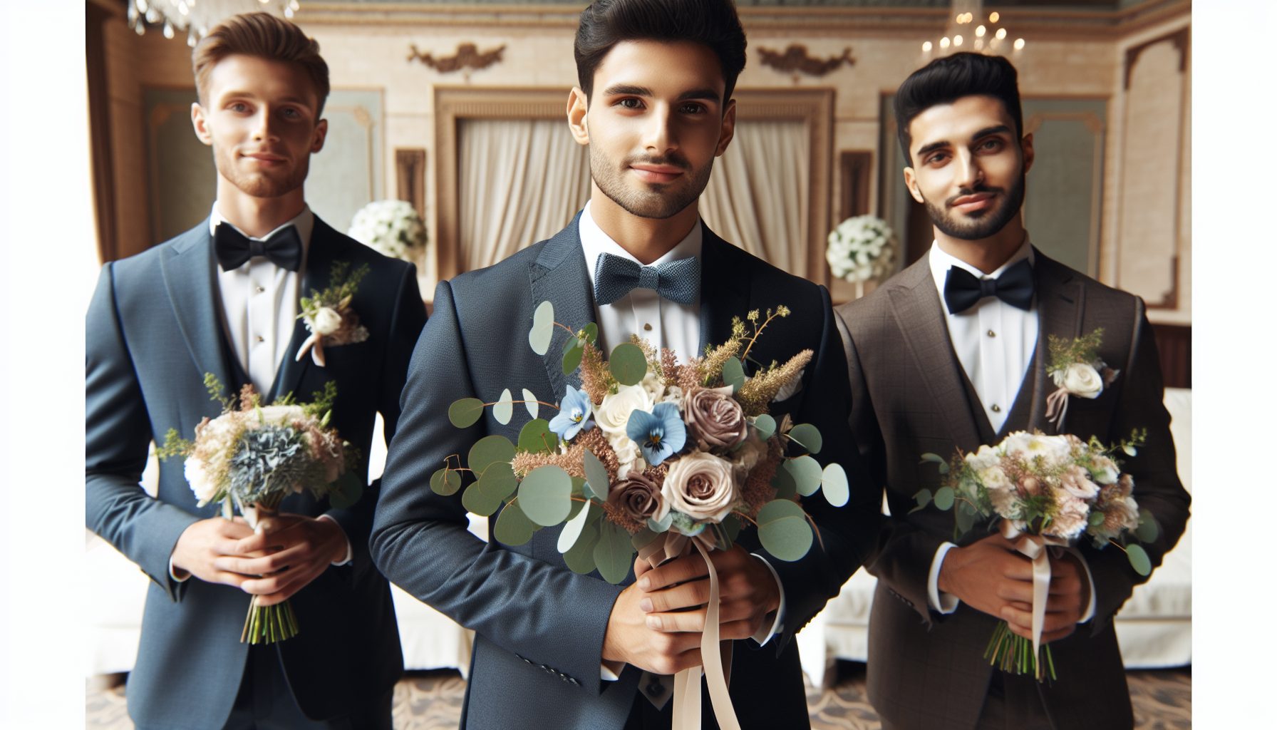 Цветы для жениха и аксессуары свидетелей