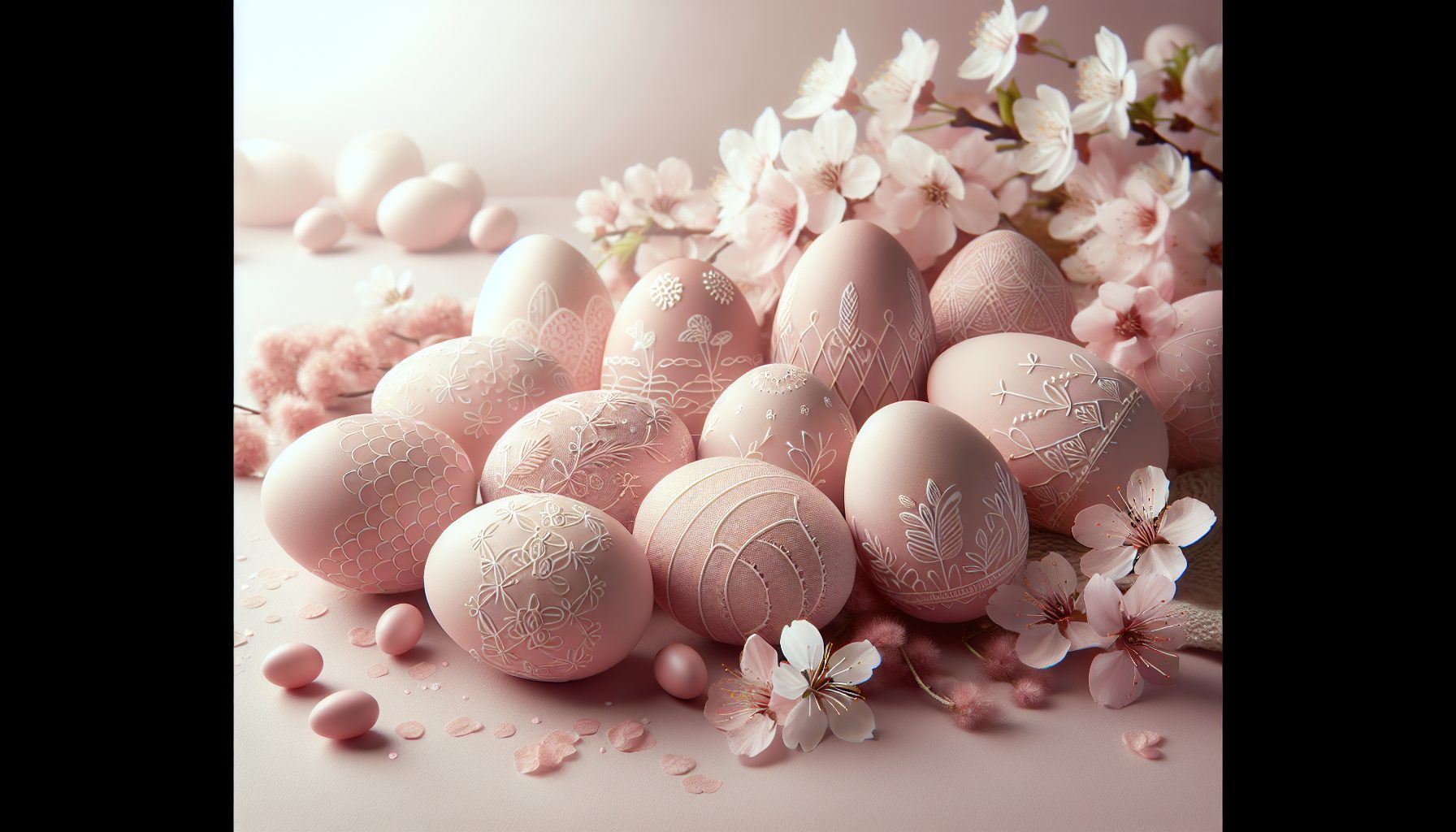 Пасхальные яйца в нежно-розовых тонах