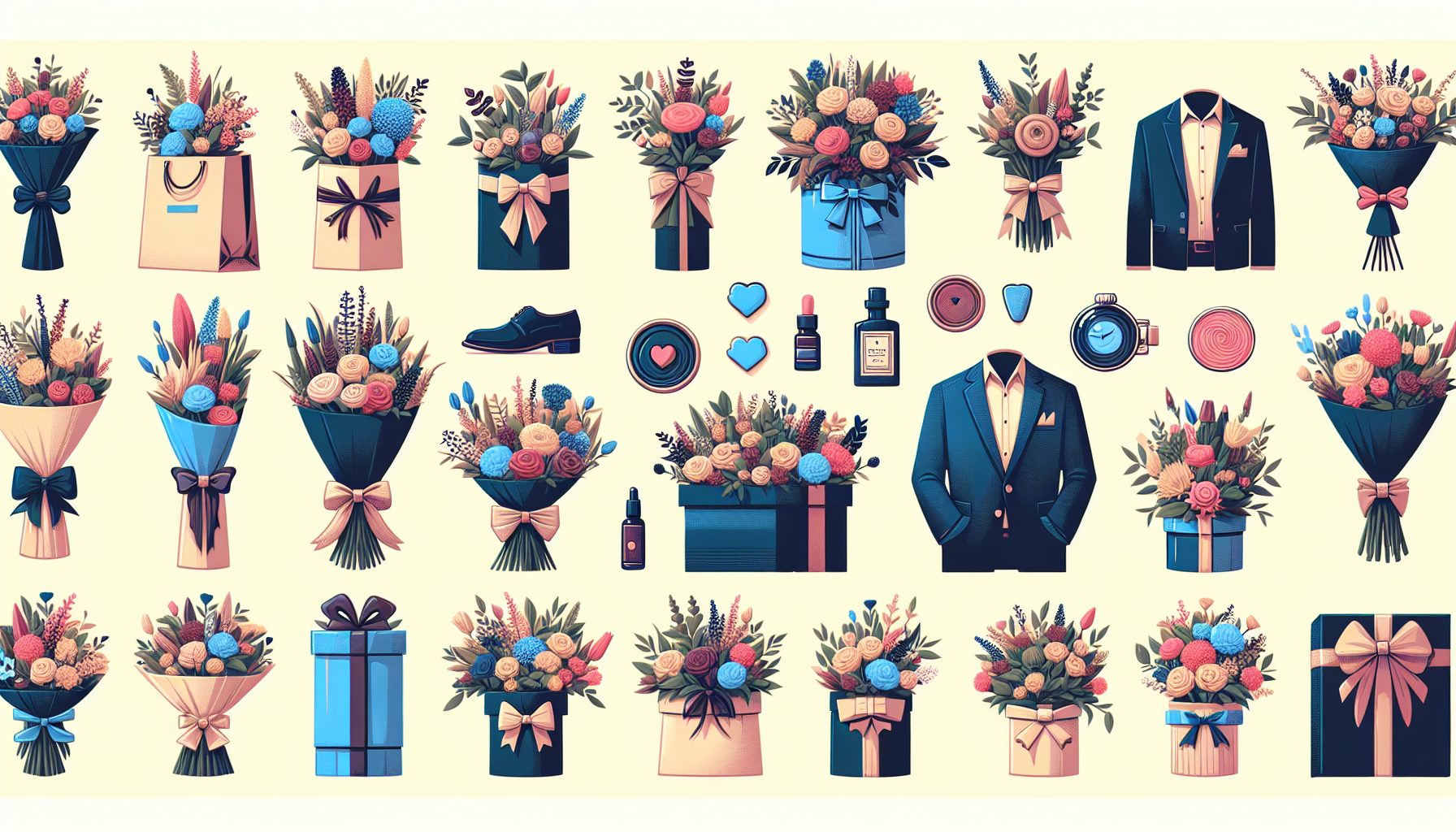 Цветовая палитра мужских букетов