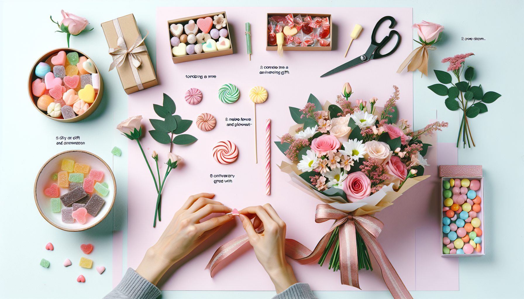 Мини-инструкция: как создать букет с цветами и сладостями своими руками