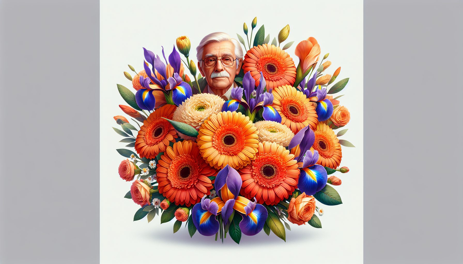 2. Небанальный вариант — букет с герберами и ирисами